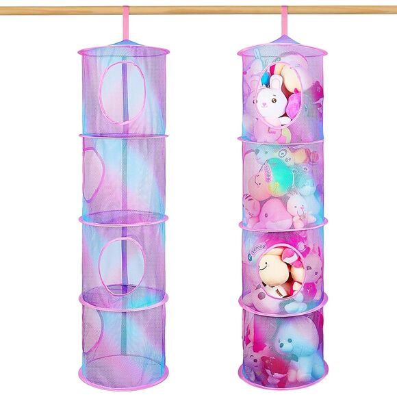 Toy Storage Hanging Stuffed Animals Organizer Closet Holder Toy Organizer 2pc - Picture 1 of 10
